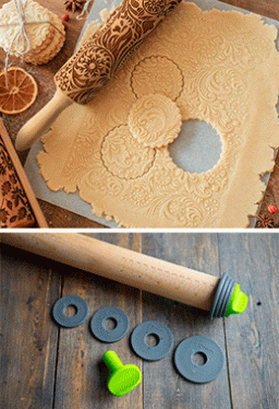 Фигурные скалки (верхнее фото) используют для создания красивого десерта.